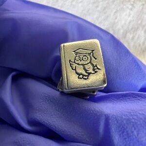 Vintage Pandora sterling silver owl text book charm
